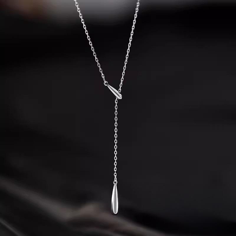 925 Silberplattierte Tropfenkette für Damen, Elegantes Quasten-Choker mit Nischendesign - Modern, High-End-Stil