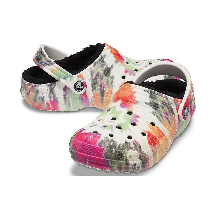 Crocs Classic Tie-Dye Lined Clog Black Multi Men Sneakers 206341-0C4