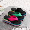 Slippers Female Flip-flops Female Models Summer Rainbow Thick Bottom Sandals High Heeled Net Red Colorful External Female Shoes Casual Beach Shoes
