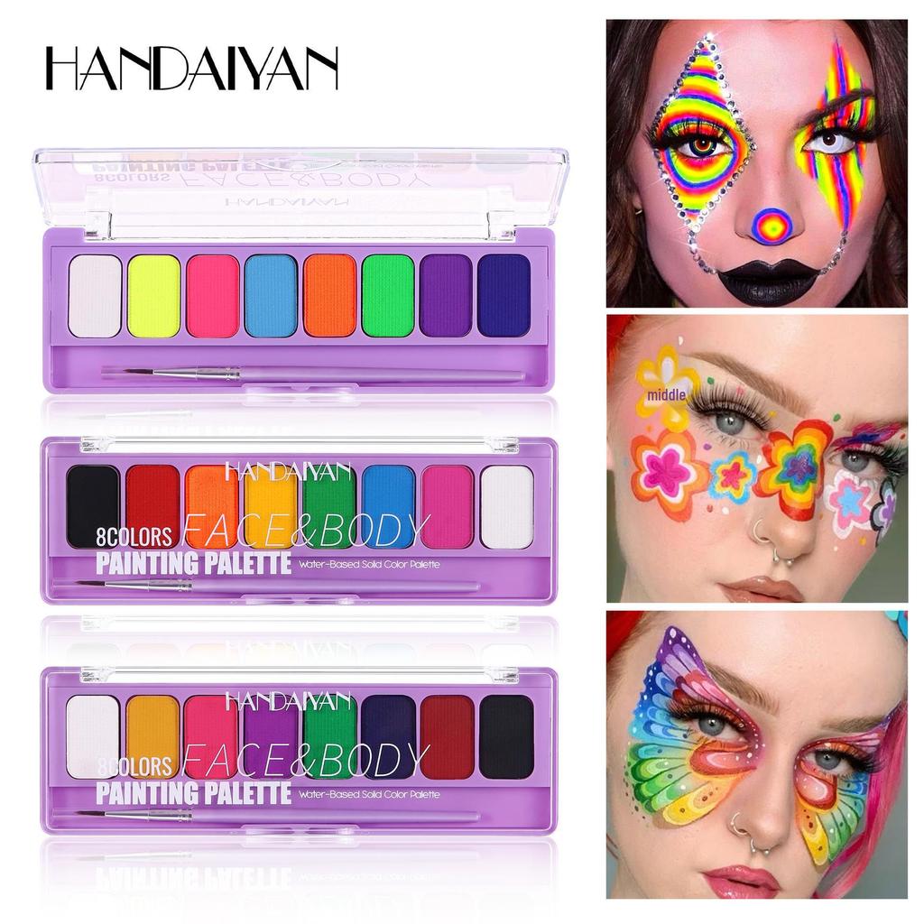 HANDAIYAN Fluorescent 8-Color Quick-Dry Face & Body Paint Palette for Halloween