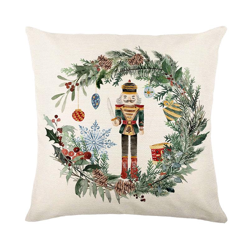 Christmas Printed Pillow Cover New Home Imitation Linen Sofa Decoration Cushion Bedroom Cushion Pillow Cover