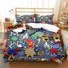 Graffiti Duvet Cover Set Cute Hip Hop Style Polyester Comforter Cover with Pillowcase Queen Full Size for Kid Teen Bedding Set