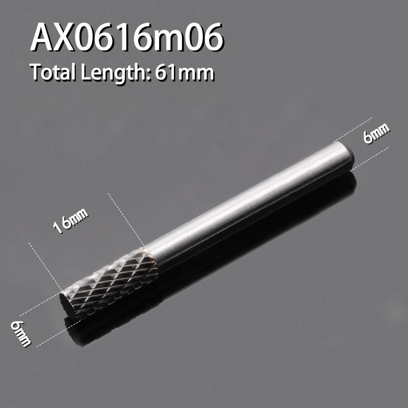 Carbide Alloy Cylindrical Milling Cutter 1pcs Rotary File Double Slot Wood Carving Electric Rotary Grinding Head 3-16mm Diameter