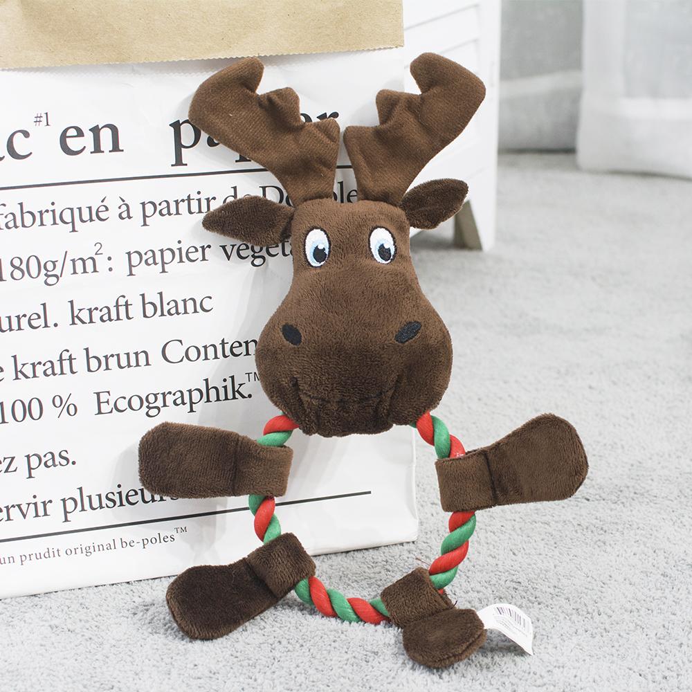 Christmas Style Soft Pet Plush Rope Chew Squeaky Toys for Dogs