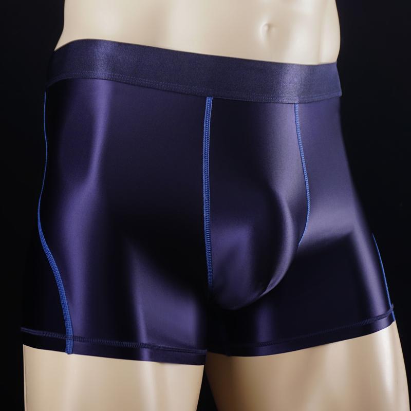 Sexy Men'S Glossy Swimming Trunks Shinny Shorts Boxer Underwear