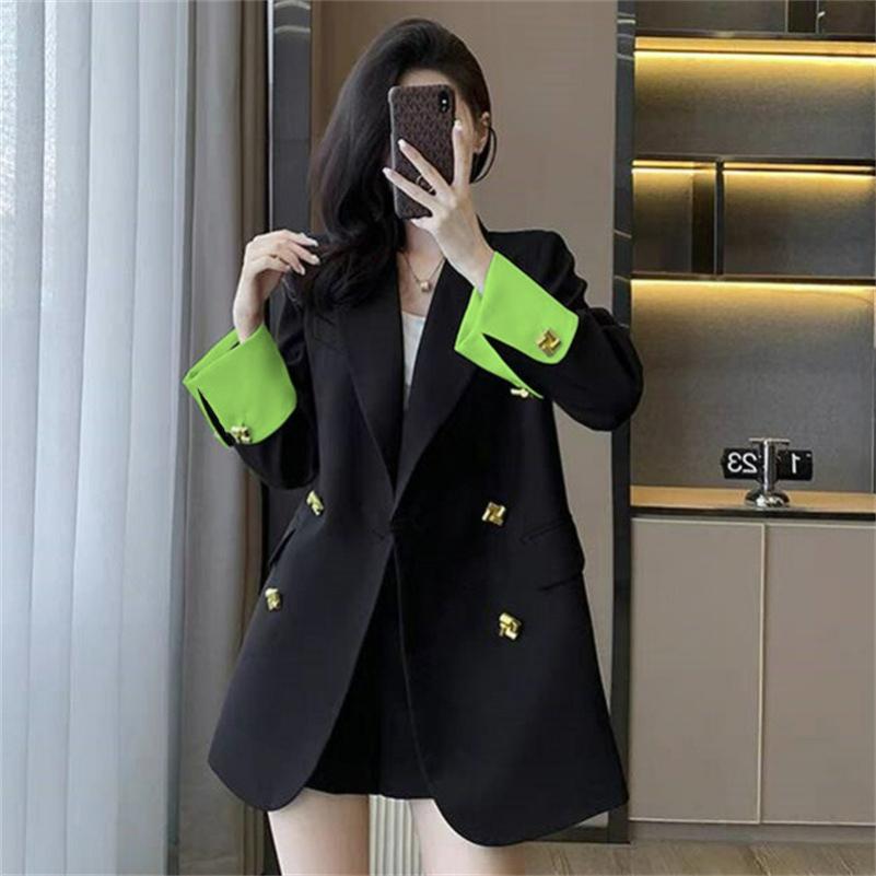 Spring and Autumn Suit Jacket Women's Casual Loose Fashion Temperament Small Suit Jacket Contrast Color Stitching