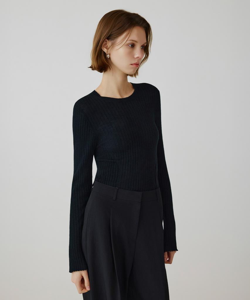 Siyajyu Sikn2177 Hairy Ribbed Knit_Black