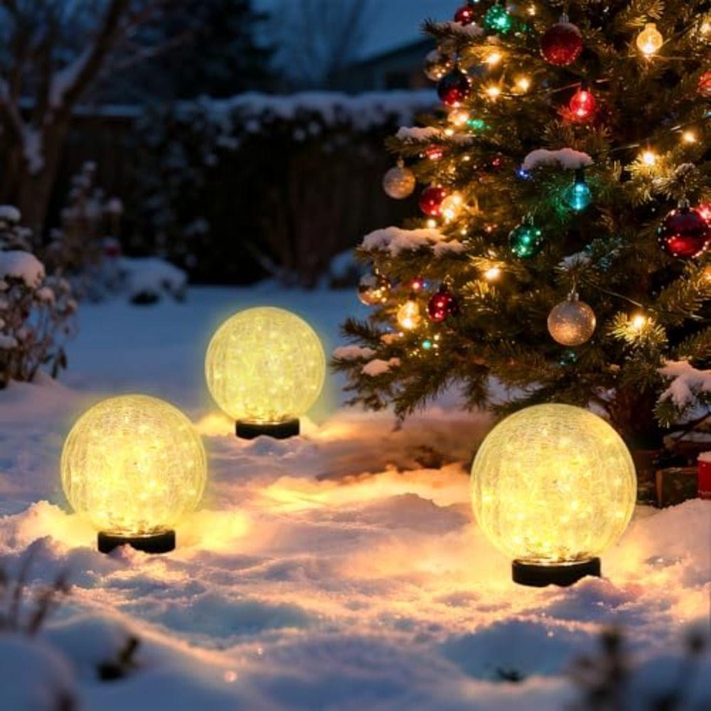 Cracked Glass Solar Globes Waterproof Ball Lights Pathway Decoration Solar Lights Landscape