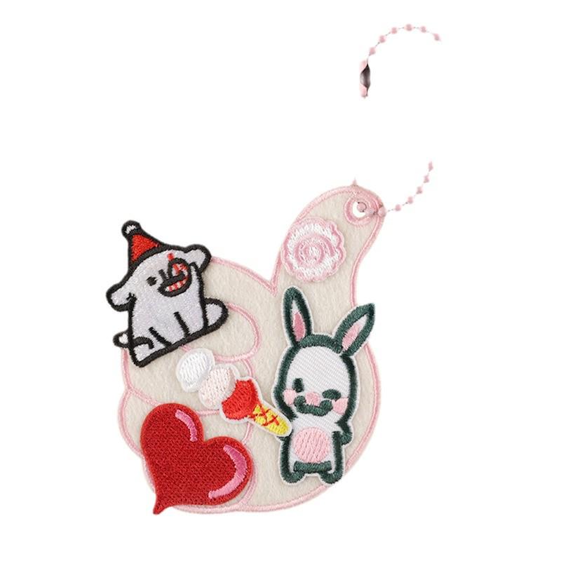 Korean INS Style Luggage Tag Keychains - DIY Anti-Lost Bag Accessory with Embroidery Blank Cloth Patch