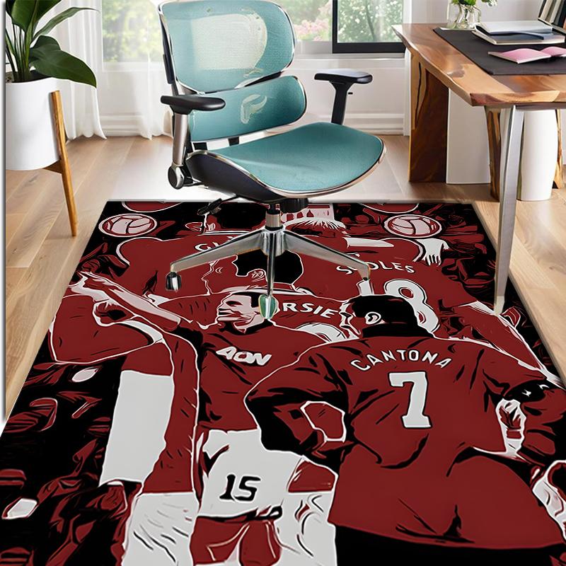 Tappeto con Fantasia Manchester United F.C., Tappetino da Interno/Esterno, per Picnic, Sala Giochi, Camera da Letto, Ufficio, Soggiorno, Tappeto Decorativo per la Casa, Regalo di Compleanno