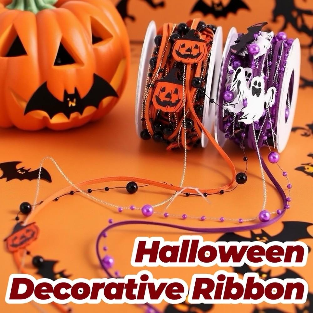 Ghost Halloween Packaging Gift Box Ribbon Beads DIY Ribbon Strips  Party Decor