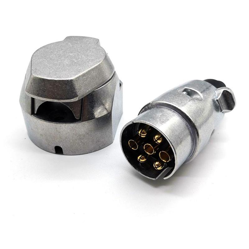 1 Set 12V 7 Pin Trailer Plug Socket Rubber Seal Car Trailer Coupling Connector EU Plug Durable Trailers Accessories