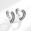 S925 Silver Rainbow Zircon Heart Hoop Earrings For Women Simple Light Luxury Fashionable Versatile Personality Studs