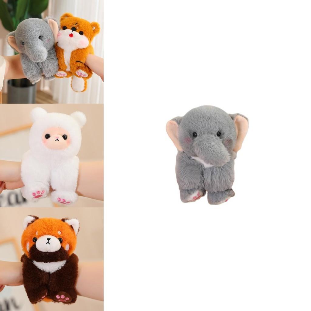 Cute Animal Plush Toys With Snap Bracelet Adorable Elephant And Lion Hand Ring Stuffed Doll For Kids