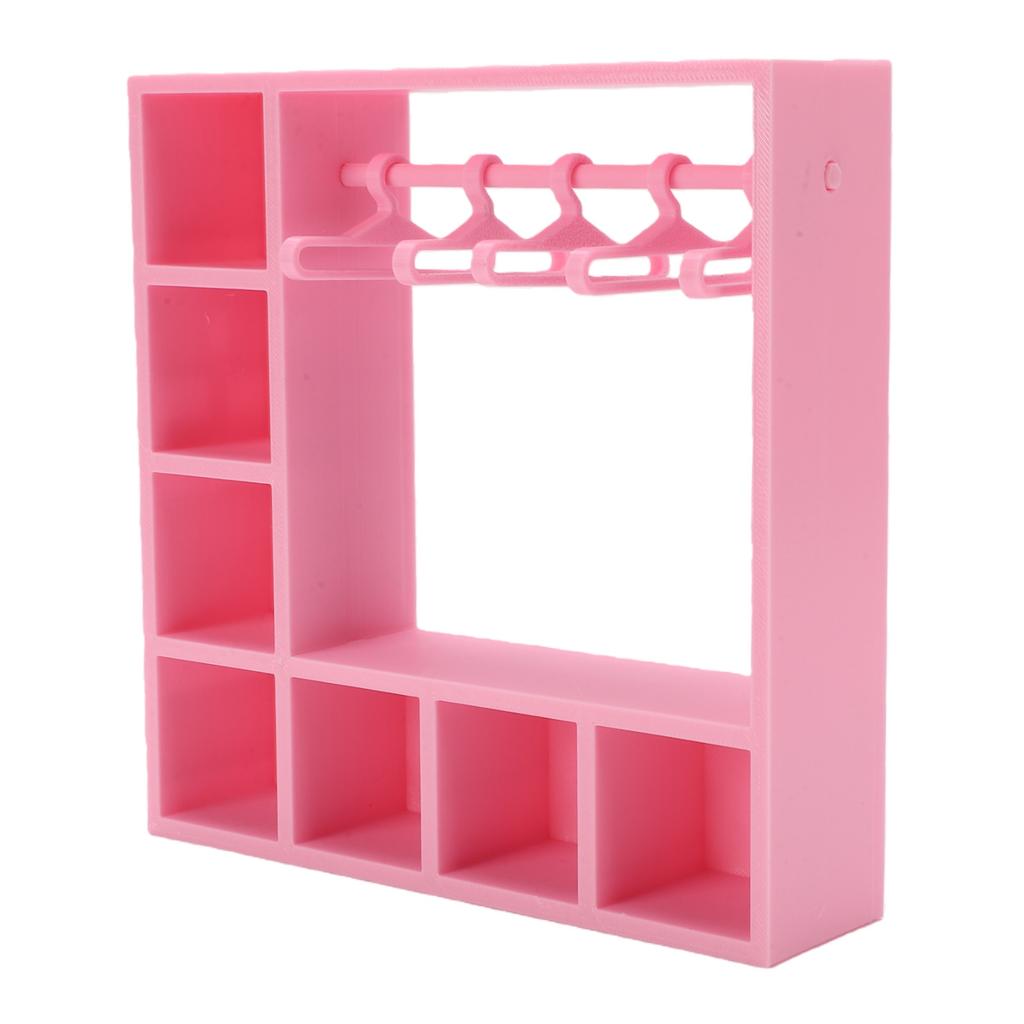 Doll Clothes Closet Wardrobe with 10 Hangers Doll Accessories Display Box Figures Clothing Storage Cabinet