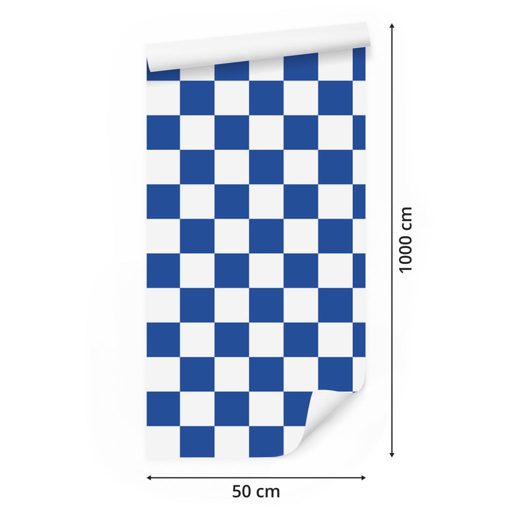 Blue Checkerboard Wallpaper for Living Room and Bedroom 50x1000