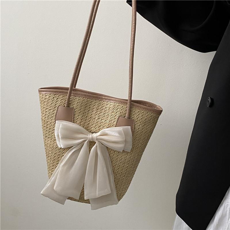 Newest Women Straw Handbags Fashion Holiday Totes Lovely Bow Shoulder Bags Fashion Beach Bags 3 Colors Drop Shipping