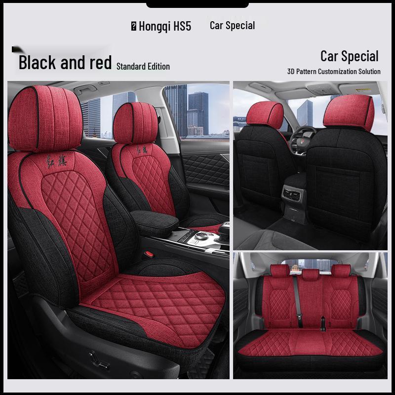 Hongqi HS5 Universal Car Seat Cover - Four Seasons Linen Fabric Full Coverage Cushion