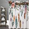 Bohemian Feather Floral Shower Curtain, Bathroom Decorative Shower Curtain, Waterproof Shower Curtain with Hooks