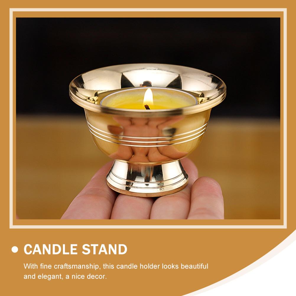  Yoga Butter Lamp Holder Meditation Incense Temple Decor Copper Candlestick Holders