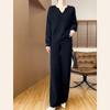 Casual Two-Piece Plus Size Wide-Leg Pants Knitwear Suit with Pockets