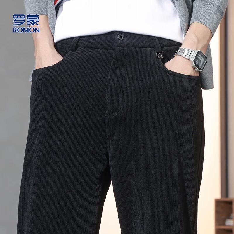 ROMON Men's Corduroy Straight-Leg Casual Pants