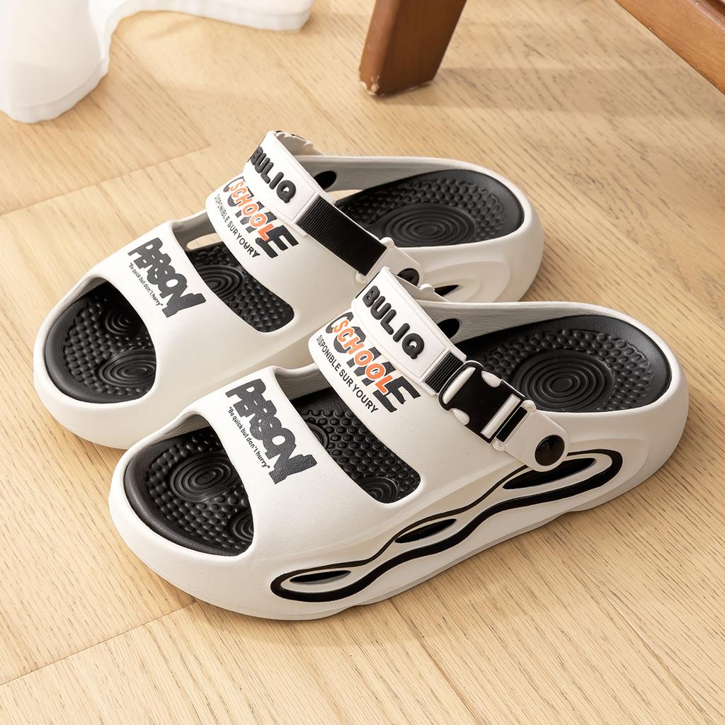 EVA Men Sandals Printed Height Increasing Thick Bottom Slippers Comfortable Breathable Outdoor Slippers