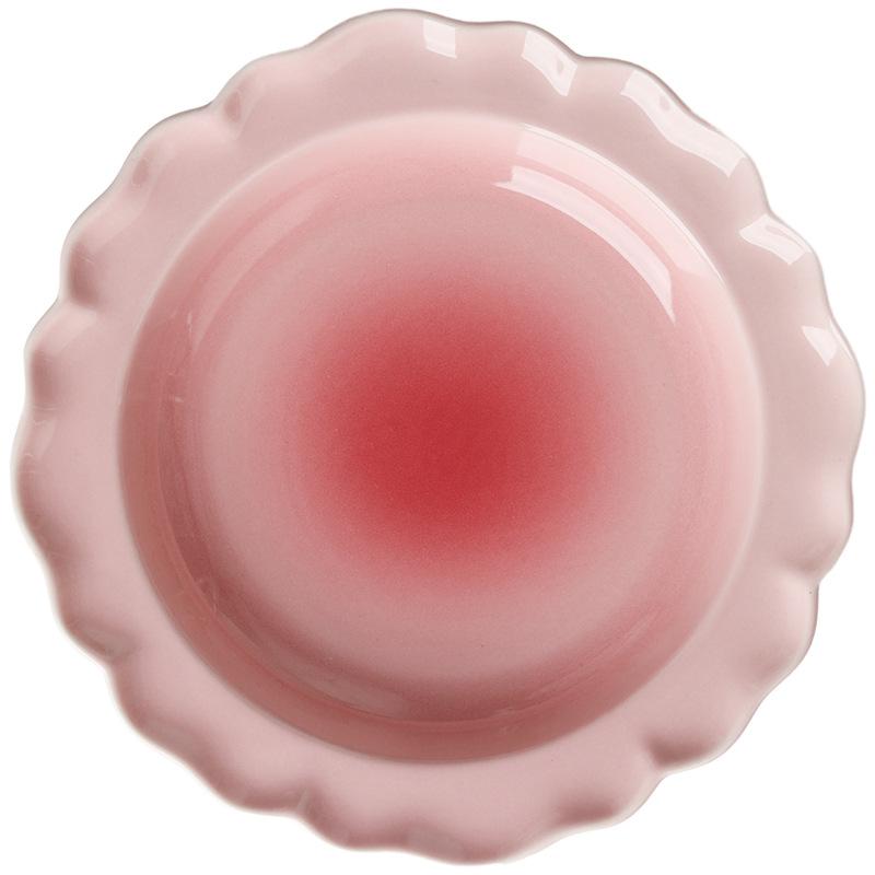 Gradual Change Pink Plate Dessert Plate Salad Plate Fruit Plate Vegetable Plate Pasta Plate Household Rice Bowl Cream