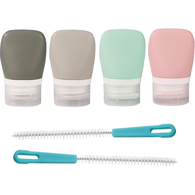 4Pcs Squeeze Salad Dressing Bottles, Leakproof Mini Sauce Condiment Bottles and Dressing to Go for Lunch, Portable Salad Dressing Container with 2Pcs 1.3OZ, 38ML