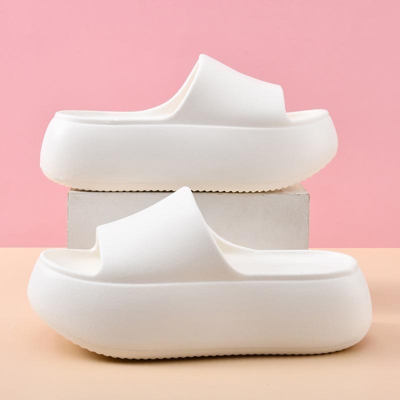 New New Height-increasing Women's Summer Platform Slippers Solid Color Outer Wear One-word Drag Seaside Beach Students