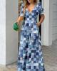2023 Spring Women's Fashion V-neck Waist-Cinching Wide-Leg Jumpsuit