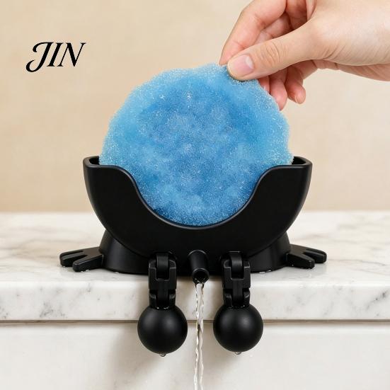 Draining Rack for Kitchen 3D Printed Smiling Face Sponge Holder, Cartoon Character Dish Drying Hollow Diversion Holder with Drainage Design,
