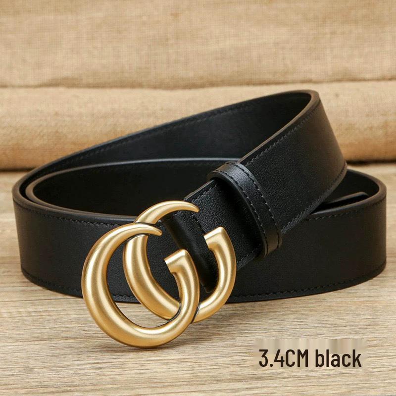 Dámský kožený pásek s přezkou Double G - Ležérní tenký pásek v pase k šatům