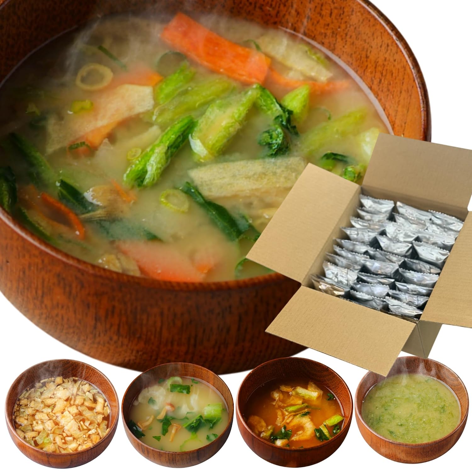 Miso soup freeze-dried domestic no preservatives additive-free assortment 30 servings (5 types x 6) set bulk purchase 5 assorted instant emergency add