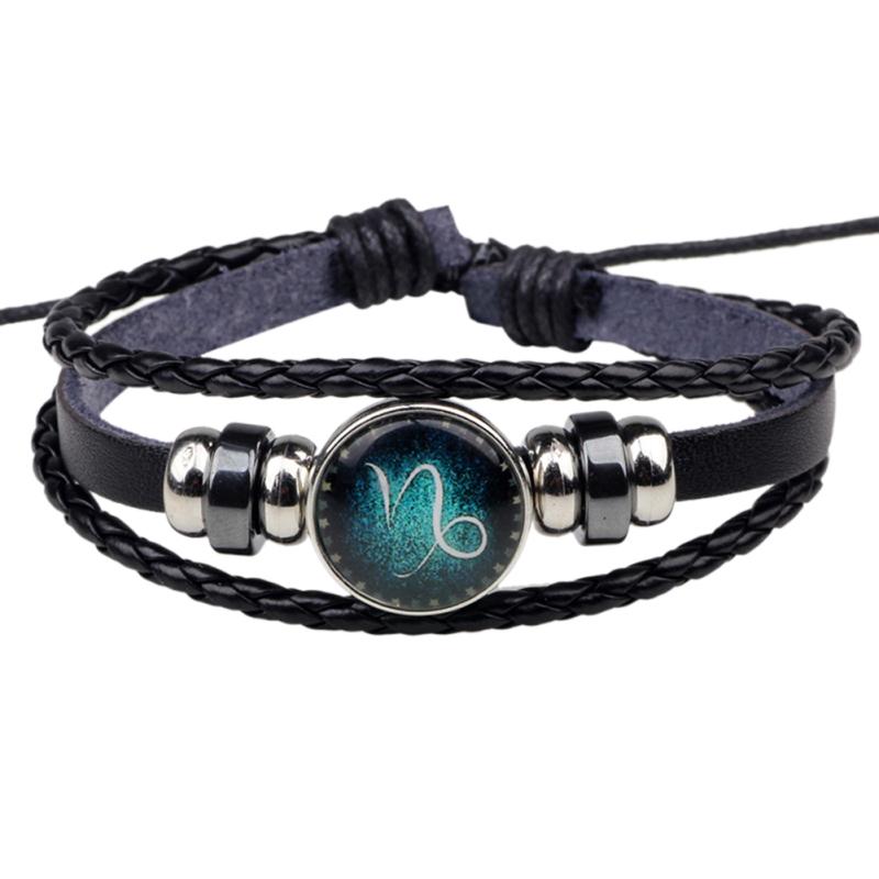 RUI RUI YU Men Women Xmas Gift 12 Constellation Bracelet Braided Leather Bracelets Bangles