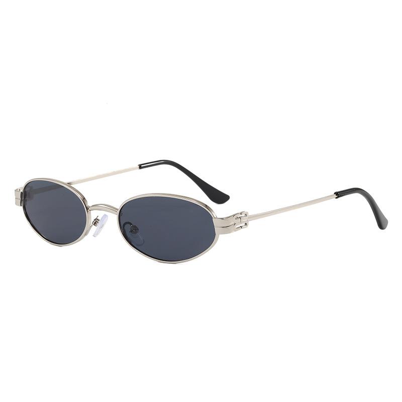 New fashion retro oval frame sunglasses Internet celebrity sunglasses personalized men and women plain small frame glasses