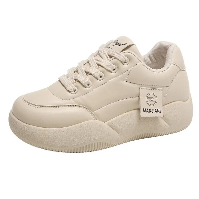 Fashion SYTK Women's Versatile Thick Bottom Bread Shoes Spring/autumn Casual Trendy Student Shoes Skateboard Spring 2024 New Style