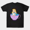 Alice In Wonderland Teacup Alice Black TShirt