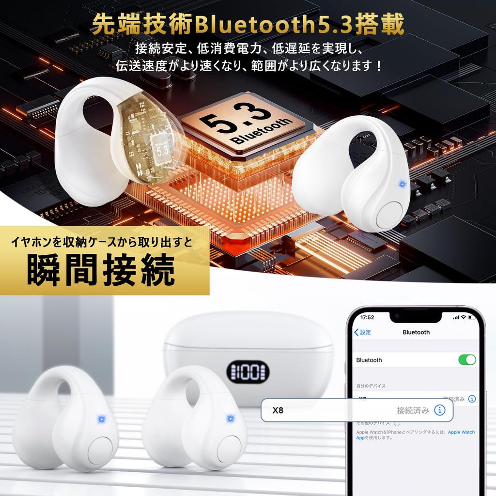 Wireless Earbuds with Bluetooth 15mm Independent Left and Right ENC Noise Siri and Automatic Wide Compatibility Open-Ear 5.3, Drivers, Control,