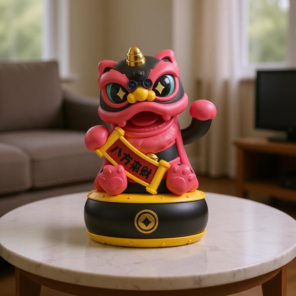 Solar Lucky Lion Figurine Chinese Cultural Home & Car Decor for Housewarming and Festivals
