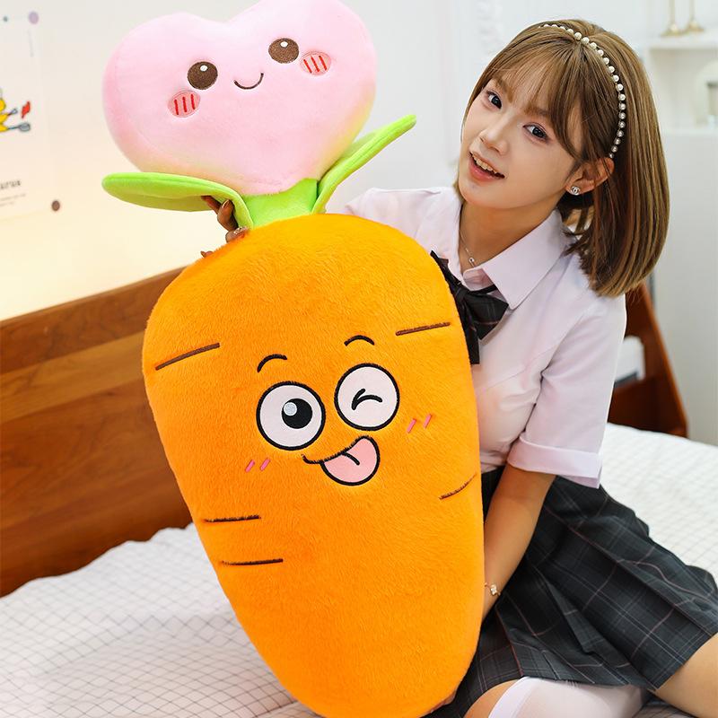 Carrot Throw Pillow, Fruit Plush Toy Flower Heart, Radish Pillow, Soothing Doll To Sleep, Leg Doll