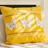 Embroidered Cushion Cover Yellow Butterfly Decorative Pillows for Sofa,45x45 Summer Pillowcase with Flowers for Backrest Support