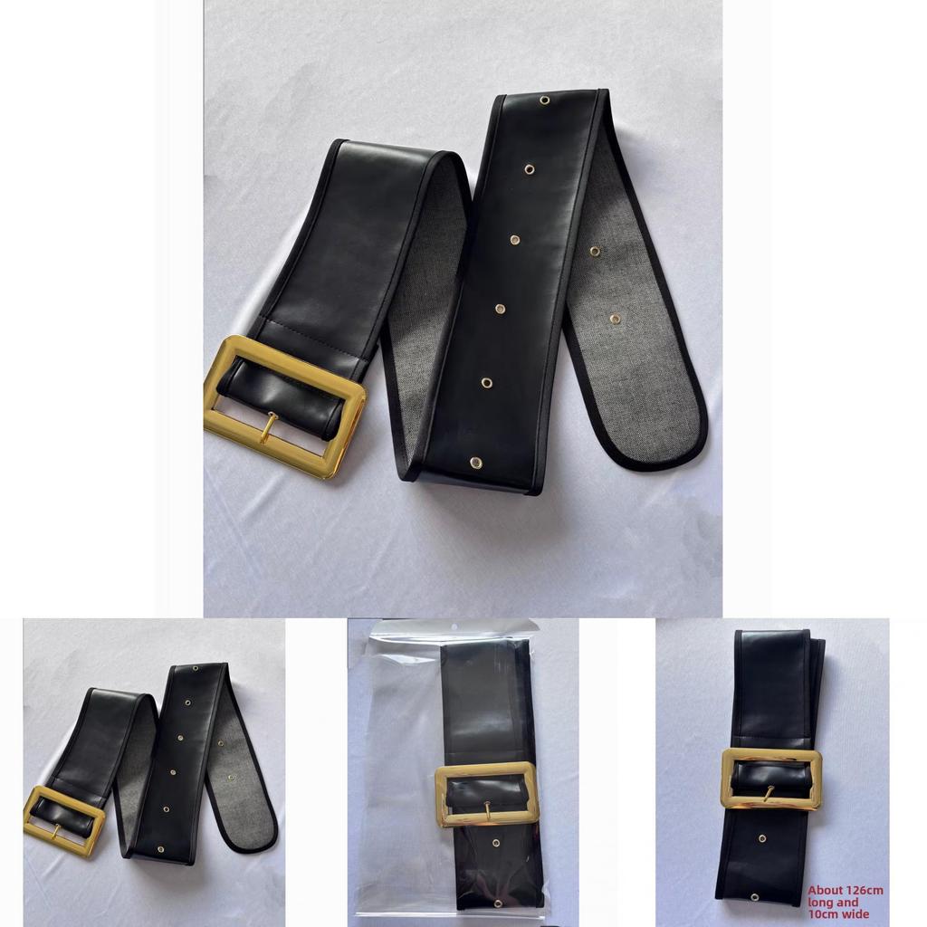 Fashion Pu Leather Wide Belt With Metal Buckle For Dress And Coat Styling Spring