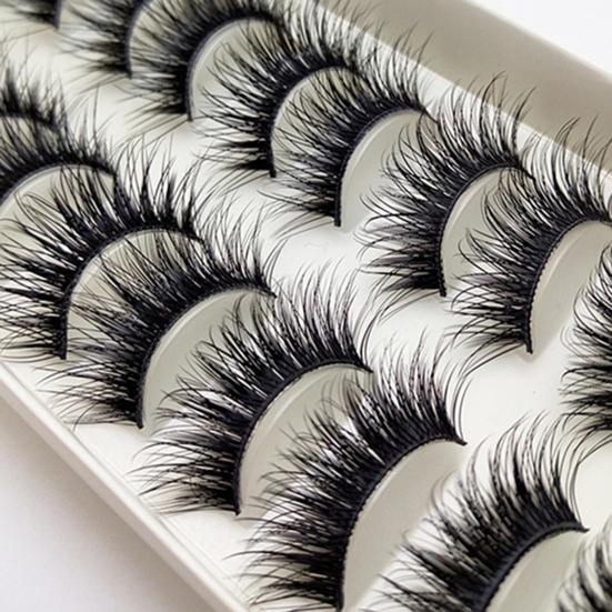 10Pairs False Eyelashes Thick Reusable Synthetic Fiber Naturals Cruelty-Free False Lashes for Daily Life