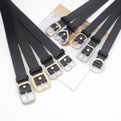 Belt Women'S Jeans Decorative Black Belt Student Simple Square Buckle