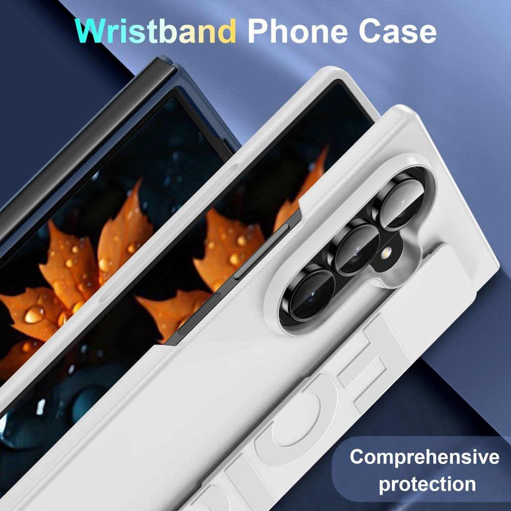 Ultra-thin Matte Silicone Wrist Strap Phone Case for Samsung Galaxy Fold 7 6 5 4 3 5G Folding Shockproof Hard Back Cover