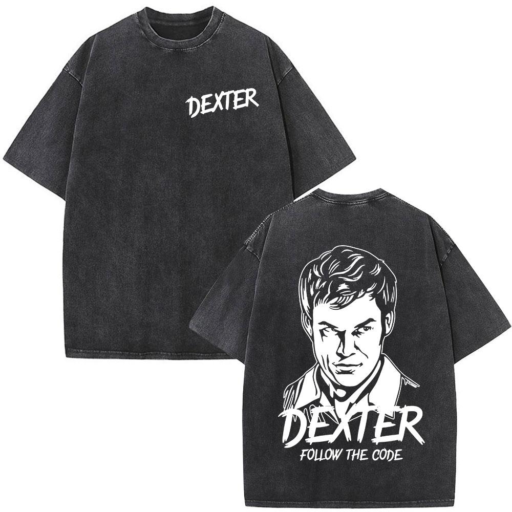 Tv Play Washed Vintage Dexter Morgan Graphic Tshirts Mens Women Clothing Casual Short Sleeve T Shirts Fashion Gothic Tshirt