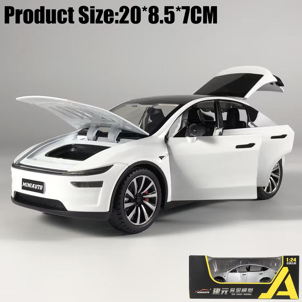 1:24 Model Y Facelift Off Road SUV Alloy Metal Diecast Model Car Sound & Light Pull Back Children Toy Collectibles Birthday Gift