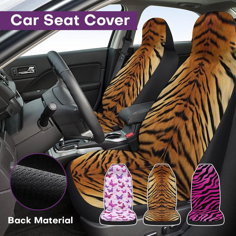 New Car Front Seat Covers Butterfly Printed Car Single Seat Cover Pink Leopard Print Car Cushion Women Auto Interior