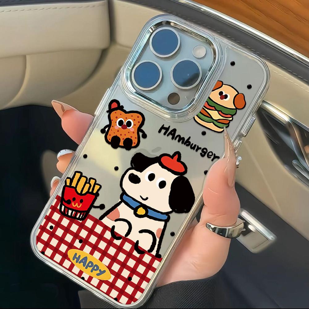 Cute Pacha Dog Burger Phone Case For Iphone 17 17E 16E 11 Plus 12 Pro Max 15 13 16 14 Ultra Comfort Grip Shockproof Shell Coque
